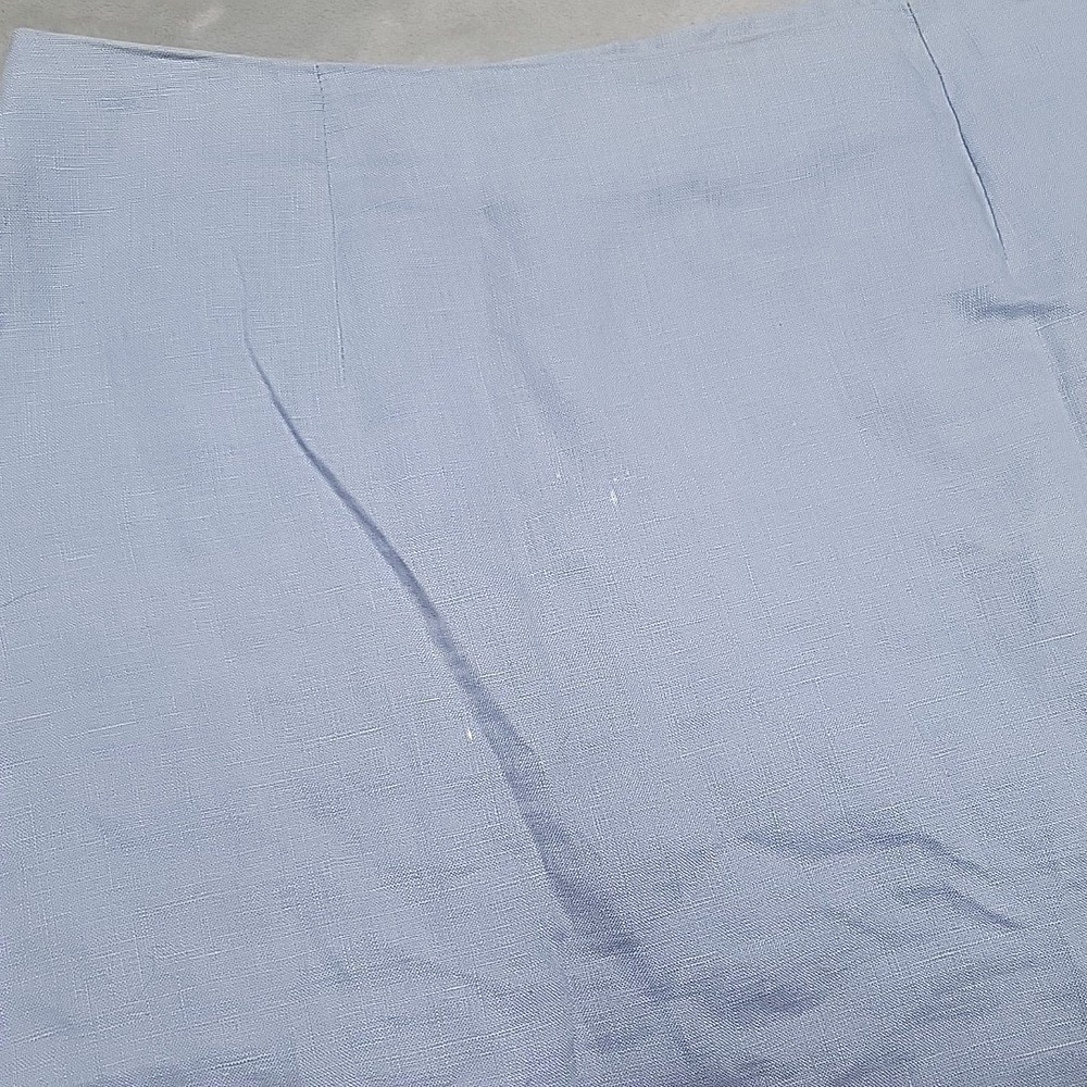 Alexandra Bartlett Skirt Women 6 Blue Linen Eyelet Lace Hem Pencil Coastal Chic - Picture 2 of 8